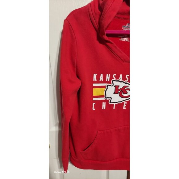 Majestic Fun Fashion Kansas City Chiefs Hoodie Size L Women NFL Red Mahomes - Picture 3 of 9